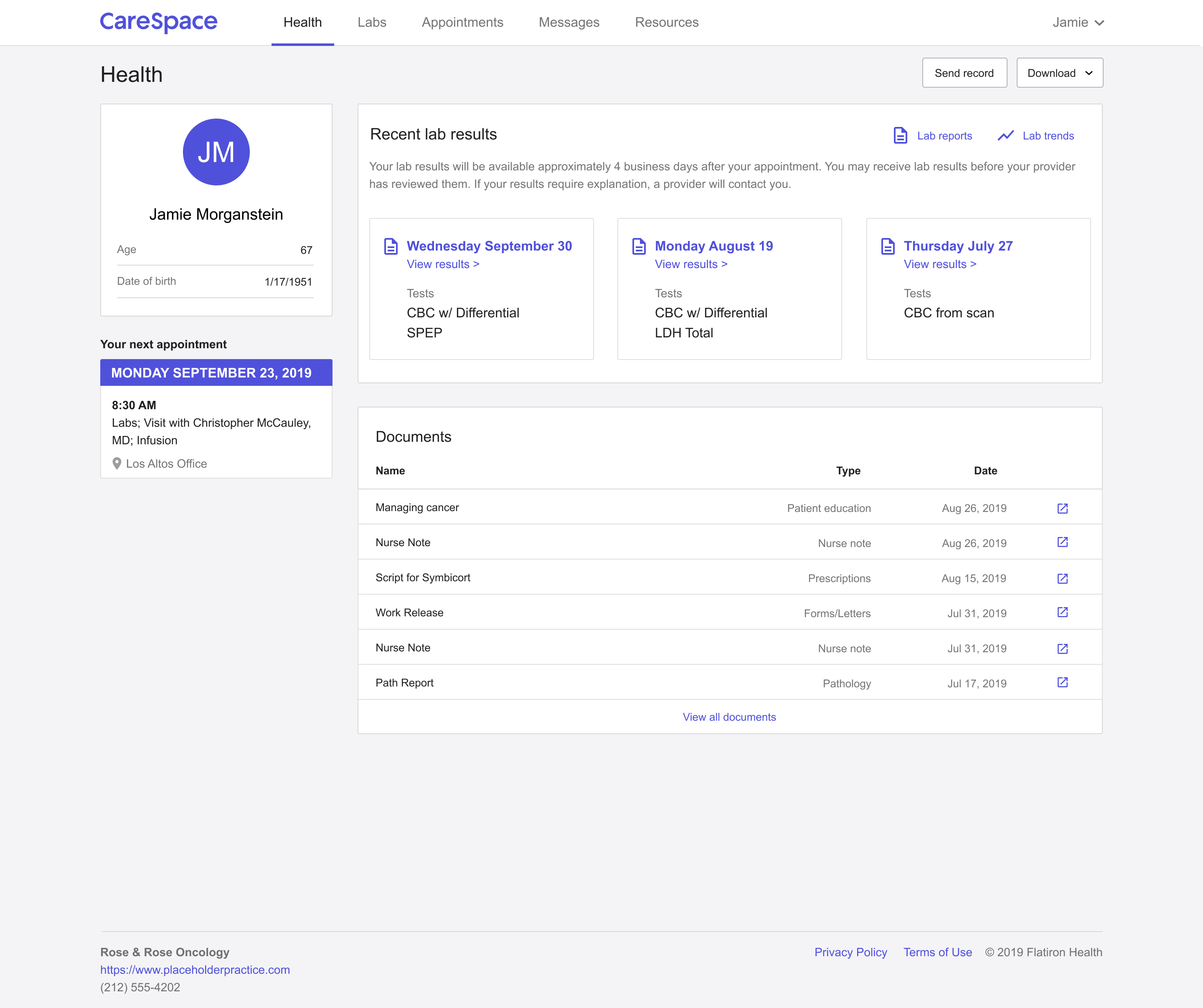 Screenshot showing the redesigned dashboard view for labs