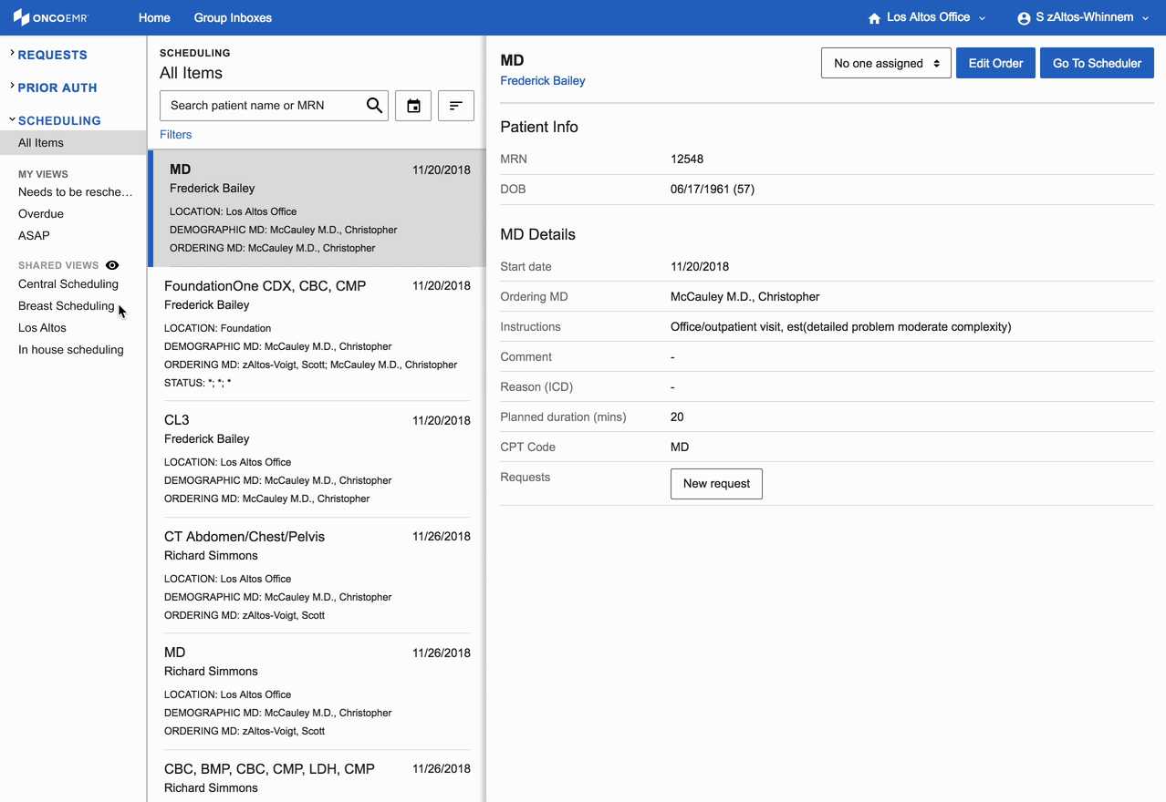 Animation showing the oversight features for practice admins